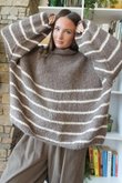 Big Softie Stripe Funnel Grunge Knit Mocha